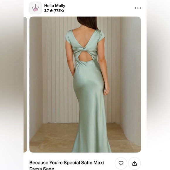 Elegant Sage Satin Maxi Dress - Picture 3 of 7